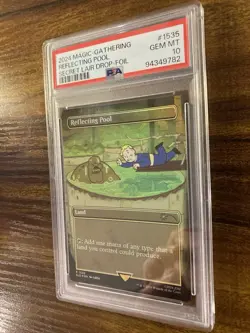 MTG✨REFLECTING POOL Brdless/Ext Art FOIL✨SLD FALLOUT Points of Interest PSA 10 - Image 4