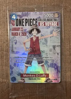 One Piece Monkey D Luffy US Voyage College Basketball PROMO *SEALED* - Image 1