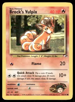 Pokemon Cards Brock's Vulpix 73/132 UNLIMITED Gym Heroes WOTC Common NM - Image 1