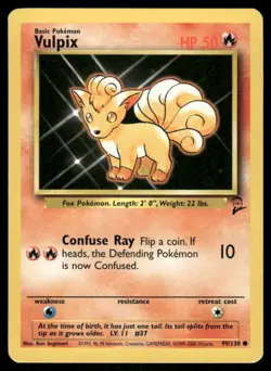 Pokemon Cards Vulpix 99/130 Base Set 2 Common LP - Image 1