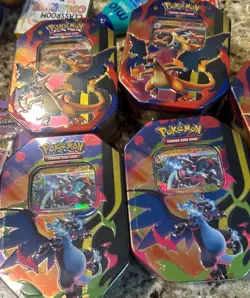 Pokemon Charizard & Mega Charizard X Tin Lot for Pokemon TCG Cards 2 tins - Image 1