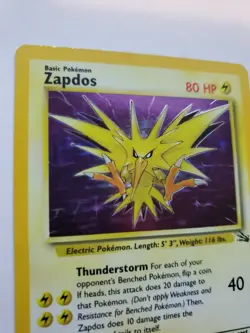 Zapdos Fossil Holo Pokemon Card Base WOTC - Image 2