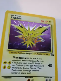 Zapdos Fossil Holo Pokemon Card Base WOTC - Image 3
