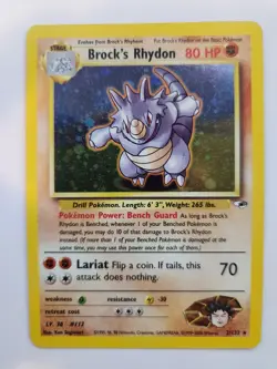 Brock's Rhydon Holo Base Pokemon Card WOTC NM - Image 1