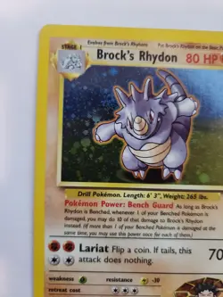 Brock's Rhydon Holo Base Pokemon Card WOTC NM - Image 2