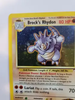 Brock's Rhydon Holo Base Pokemon Card WOTC NM - Image 3