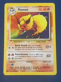 Pokemon Flareon Jungle Holo Card 3/64 Unlimited Rare No Symbol Error NEAR MINT - Image 1