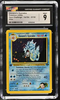 CGC 9 Giovanni's Gyarados Gym Challenge 1st Edition 5/132 Holo Pokemon Card - Image 1