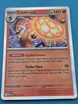 Pokemon Cinderace 028/132 Rare Holo Mega Evolution Card NM - Image 1