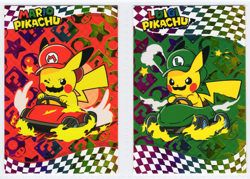 Pokemon - ELECTRIC PIKACHU Card Database * Mario & Luigi *RAINBOW FOIL HOLO - Image 1