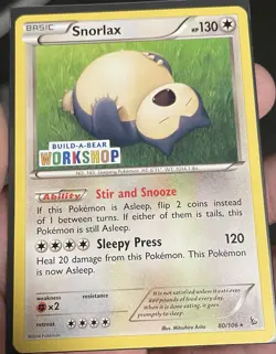 Pokemon Snorlax Build-A-Bear Workshop Promo Card 80/106 English 2014 - Image 1
