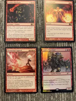 MTG Magic The Gathering 4 Card Lot Goblin Warchief Foil Chieftain Reverberate - Image 1