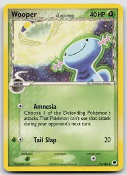 Wooper (Delta Species) 71/101 Dragon Frontiers Common Pokemon TCG Card - Image 1