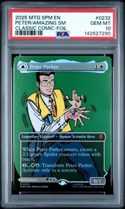 Peter Parker (0232) (Borderless) Marvel's Spider-Man Foil PSA 10 GEM MINT - Image 1