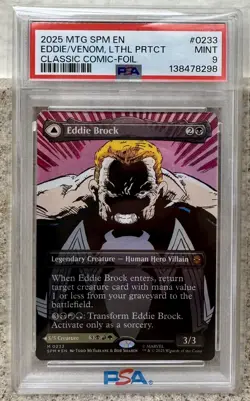 2025 MTG SPIDER-MAN EDDIE BROCK/VENOM MYTHIC FOIL PSA 9 MAGIC GATHERING - Image 1