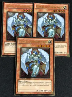 YUGIOH CELESTIA LIGHTSWORN ANGEL GLD4-EN025 GOLD X3 NM - Image 1