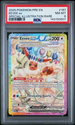 2025 POKEMON PRE EN-PRISMATIC EVOLUTIONS #167 EEVEE EX PSA 8 - Image 1