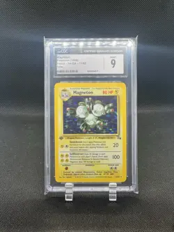 1999 Pokemon 1st Edition Fossil Magneton Holo #11 CGC 9 Mint - Image 1