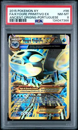 2015 POKEMON XY ANCIENT ORIGINS PORTUGUESE FULL ART/KYOGRE PRIMITIVO EX PSA 8 - Image 1