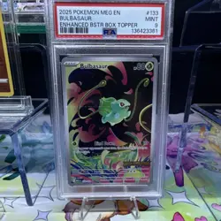 Pokemon Bulbasaur Mega Evolution Stamped Holo Box Topper PSA 9 #133/132 2025 - Image 1