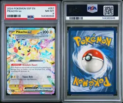 2024 POKEMON SSP EN-SURGING SPARKS #057 PIKACHU EX PSA 8 NEAR MINT HOLO RARE TCG - Image 3