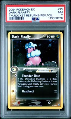 2004 POKEMON EX TEAM ROCKET RETURNS DARK FLAAFFY #33 PSA 7 NM #113050126 - Image 1