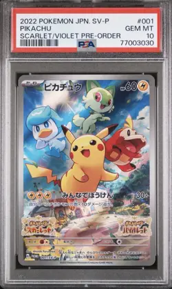 Pokemon 2022 Pikachu 001/SV-P SV-P Promo Holo Japanese PSA 10 - Image 1