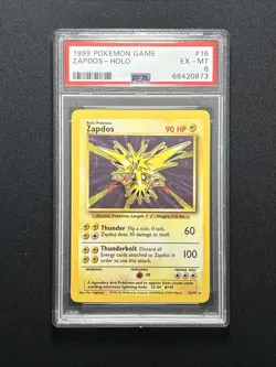 1999 POKEMON BASE SET UNLIMITED #16 ZAPDOS-HOLO PSA 6 - Image 1