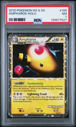 2010 POKEMON HEARTGOLD & SOULSILVER #105 AMPHAROS-HOLO PSA 7 - Image 1