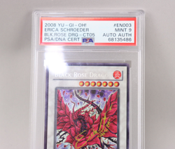 2008 Yu-Gi-Oh Black Rose Dragon CT05-EN003 Signed Erica Schroeder DNA PSA 9 Mint - Image 2