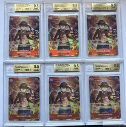 (6) Monkey.D.Luffy Treasure Booster Set ST10-006 One Piece BGS 9.5 GEM MINT! - Image 1