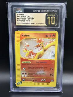 MOLTRES Pokemon Card - Skyridge - 21/144 - Reverse Holo - CGC Pristine 10 RARE! - Image 1
