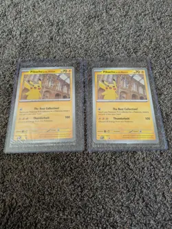 Lot Of 2 Pikachu At The Museum Jumbo Promo Pokemon Cards Ships In Top Loaders US - Image 3