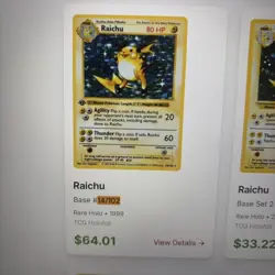Raichu Base Set Holo #14/102 Unlimited English Pokemon Card - LP - Image 3