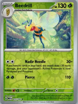 Pokemon Beedrill SV: Scarlet & Violet 151 015/165 Near Mint NM Reverse Holo - Image 1