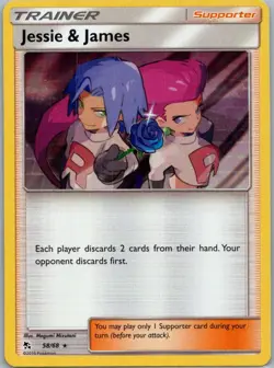 Pokemon Jessie & James Hidden Fates 58/68 Near Mint NM Holo Rare - Image 1