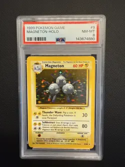 1999 POKEMON BASE SET UNLIMITED #9 MAGNETON-HOLO PSA 8 - Image 1