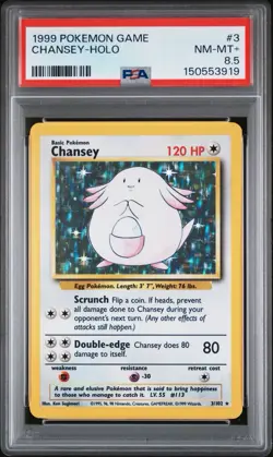 1999 POKEMON BASE SET UNLIMITED #3 CHANSEY-HOLO PSA 8.5 - Image 1