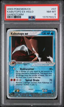 2003 POKEMON EX SANDSTORM #97 KABUTOPS EX-HOLO PSA 8 - Image 1
