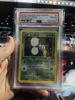 Pokemon Neo Genesis Jumpluff Holo 1st Edition PSA 8 (HOLO SWIRL) - Image 1