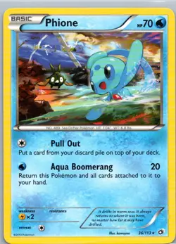 Pokemon TCG Phione 36/113 Legendary Treasures NM - Image 1
