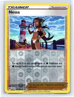2020 Pokemon TCG Vivid Voltage Reverse Holo Nessa 157/185 NM - Image 1