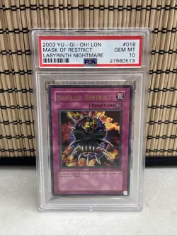 PSA 10 YU-GI-Oh! Labyrinth Of Nightmare LON-018 Mask Of Restrict - Image 1