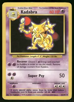 Kadabra HP 032/102 Base Set Pokemon Card - Image 1