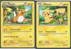 RAICHU 28/111 & PIKACHU 27/111- 2 EVOLUTION POKEMON CARDS- FURIOUS FISTS-NM/M - Image 1