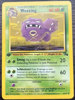 1st Edition Weezing 45/62 Pokemon TCG WOTC Base Set Fossil Light Play LP - Image 1