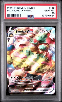 2020 POKEMON SWORD & SHIELD #142 FULL ART/SNORLAX VMAX PSA 10 - Image 1