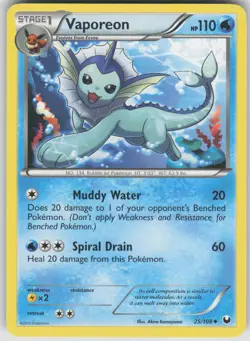 Pokemon TCG Vaporeon Uncommon Dark Explorers 25/108 - Image 1