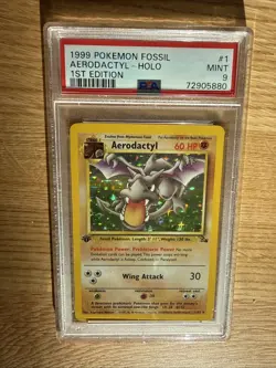 1999 POKEMON FOSSIL 1ST EDITION JUNGLE #1 AERODACTYL - HOLO PSA 9 - Image 3