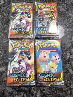 Lot Of 4 Pokemon Sun And Moon Cosmic Eclipse Booster Packs Factory Sealed - Image 1